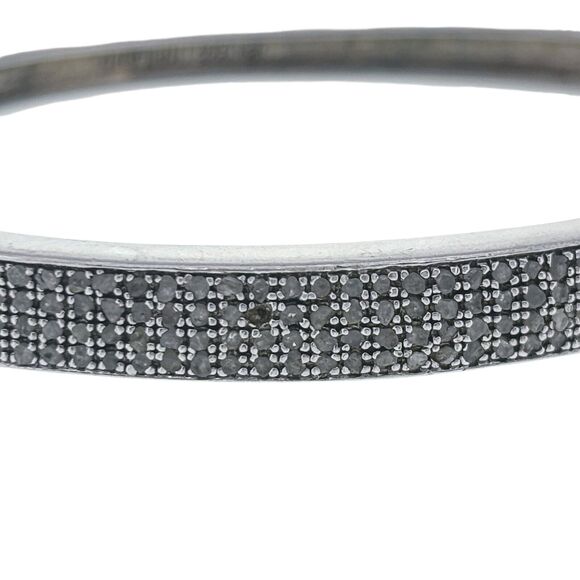 MISSING STONE Vintage Sterling Silver 925 Diamond 0.94ctw Bangle Bracelet 7.25" - Picture 2 of 8